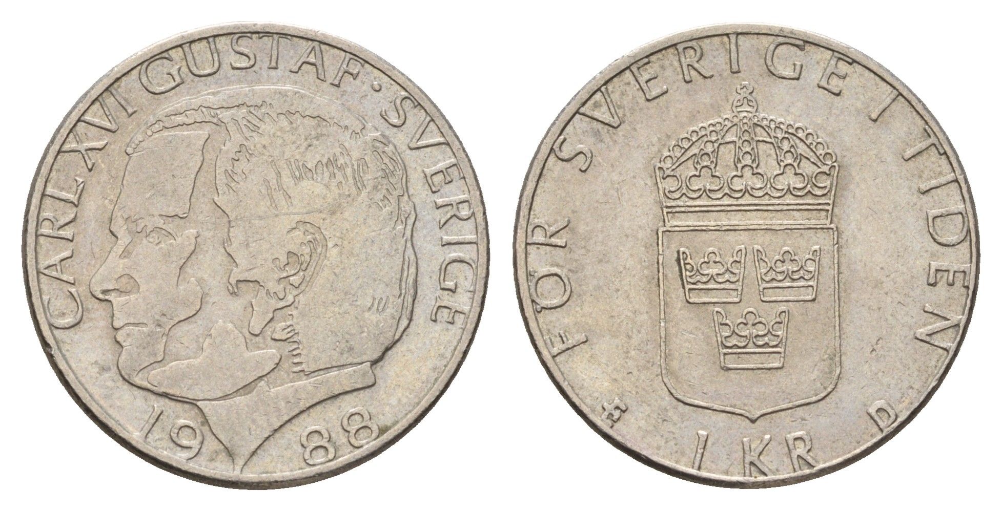 Швеция 1 крона 1988 Карл XVI Густав (1973- ) KM 852a медно-никель 183-311