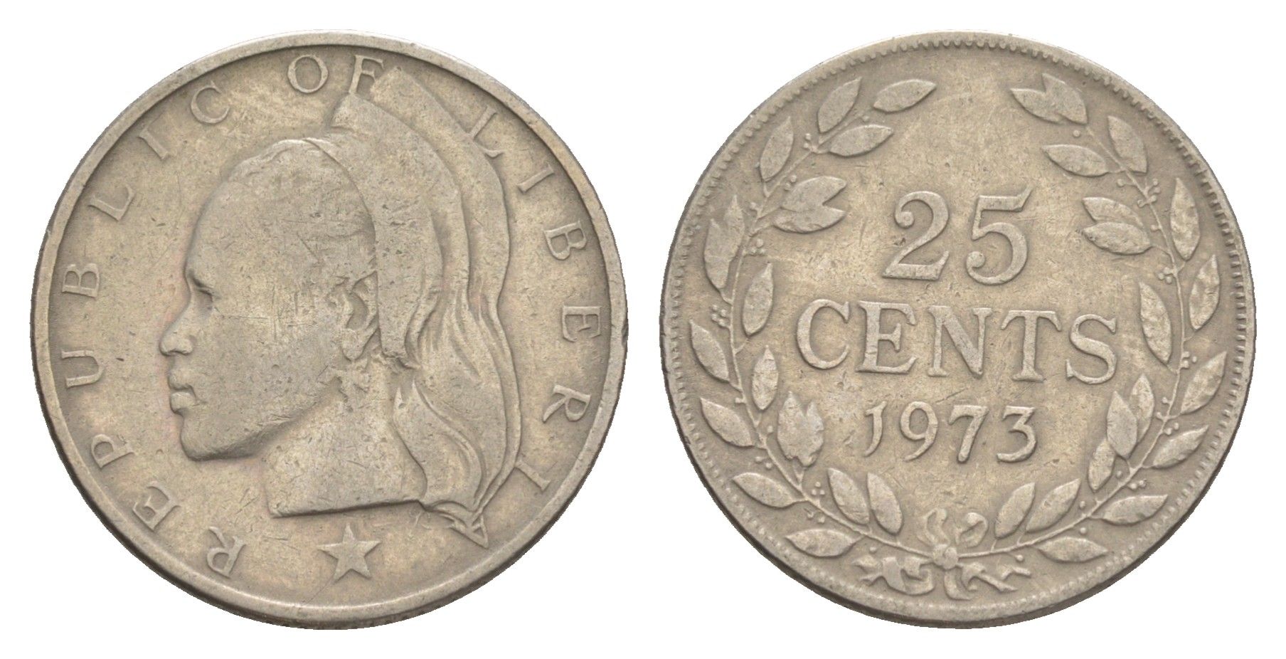 Либерия 25 центов 1973 KM 16a.2 медно-никель 4641-1246