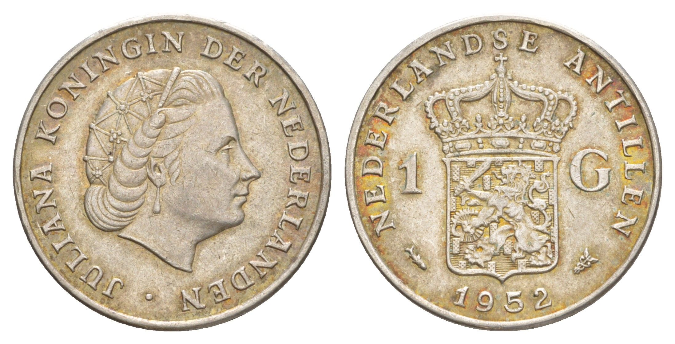 Нидерландские Антильские острова (Нидерландские Антилы) 1 гульден 1952 KM 2 серебро 1527-1123