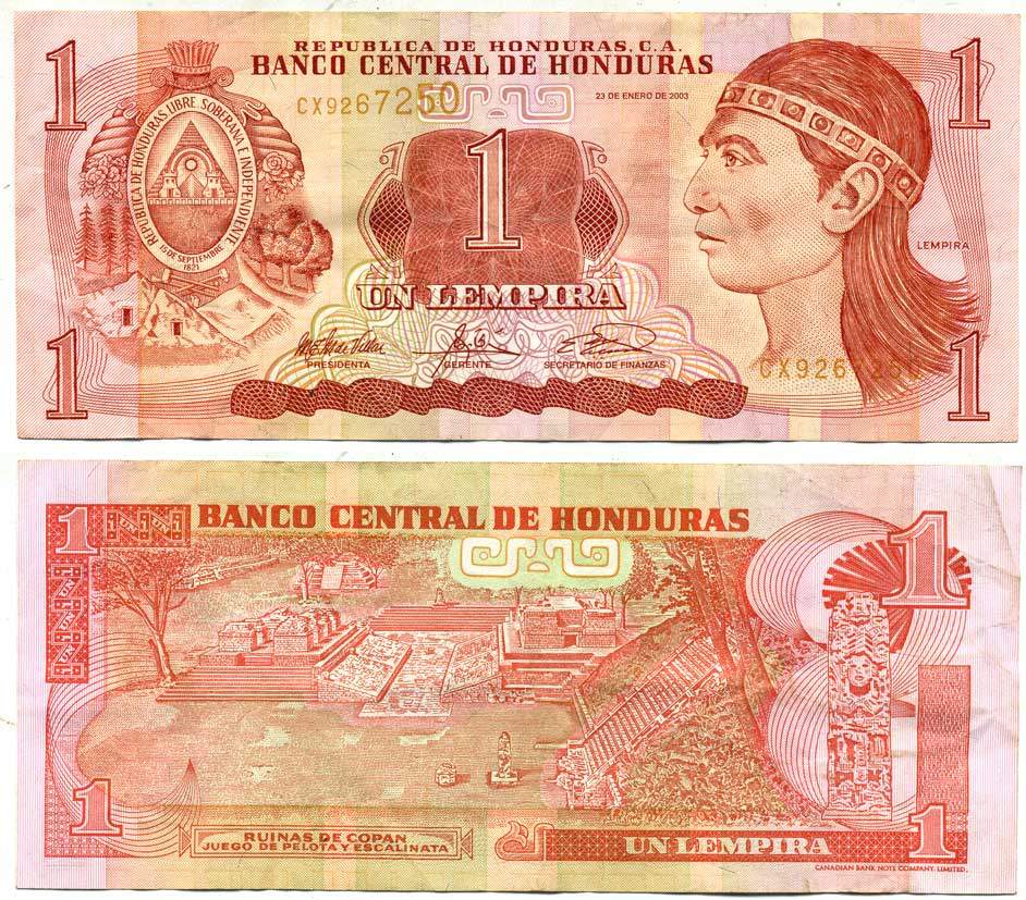 ГОНДУРАС 1 ЛЕМПИРА 2003 23 ЯНВАРЯ 2003, РУИНЫ КОПАН, ОСТАТКИ ДРЕВНЕГО ГОРОДА ИНКОВ В ГОНДУРАСЕ Pick 84с бумага 7548-73-2
