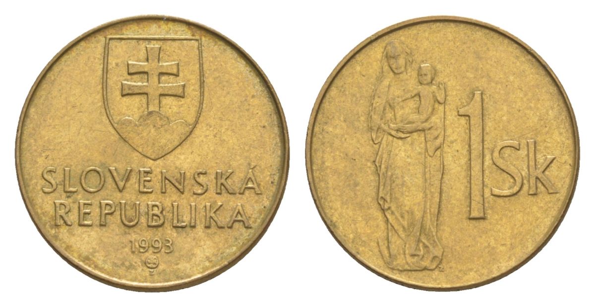 Словакия 1 крона 1993 KM 12 сталь плакированная бронзой aUNC 4633-635