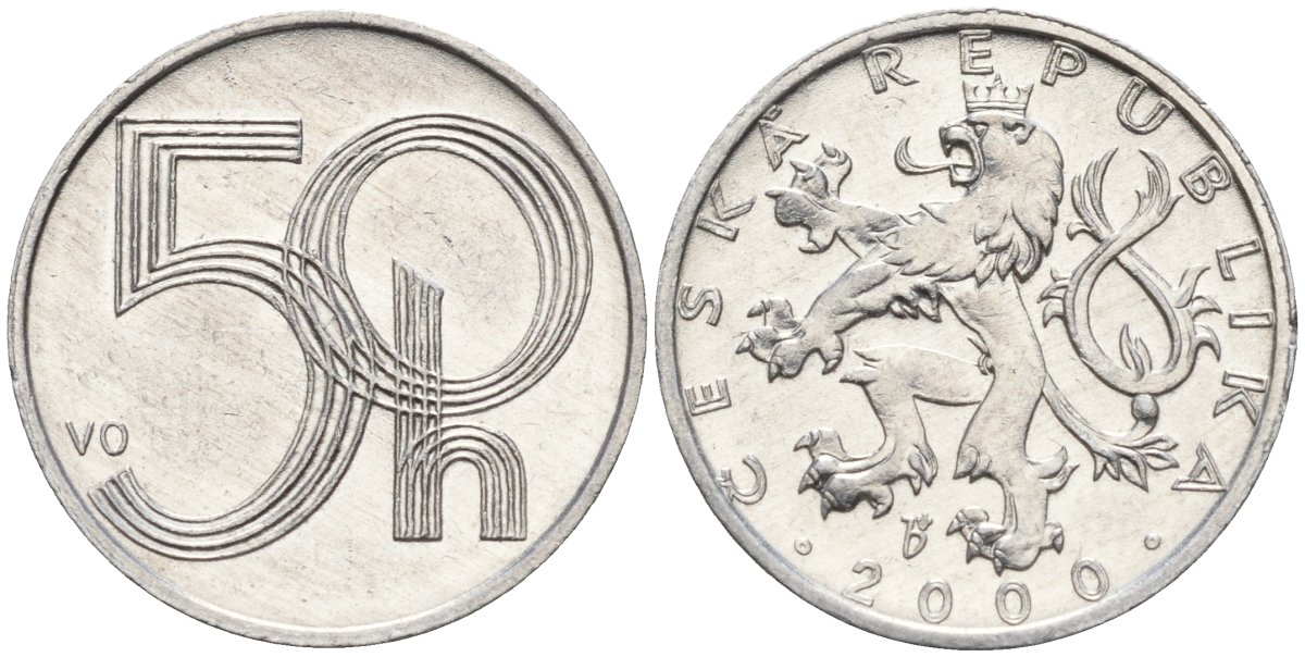 Чехия 50 геллеров 2000 KM 3 алюминий 4152-1013
