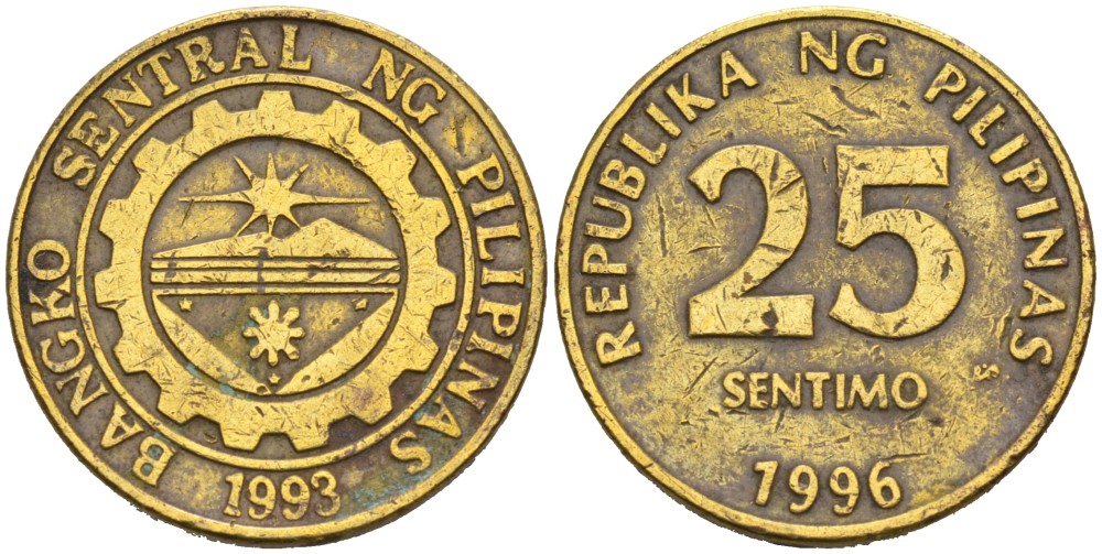 Филиппины 25 сентимо 1996 KM 271 латунь 4178-232