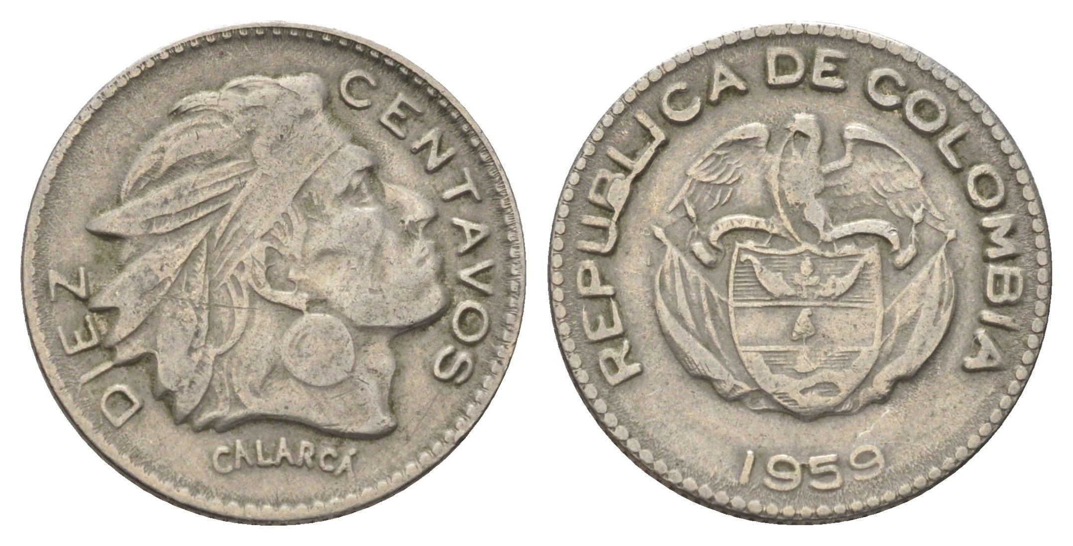 Колумбия 10 сентаво 1959 KM 212 медно-никель 4189-251