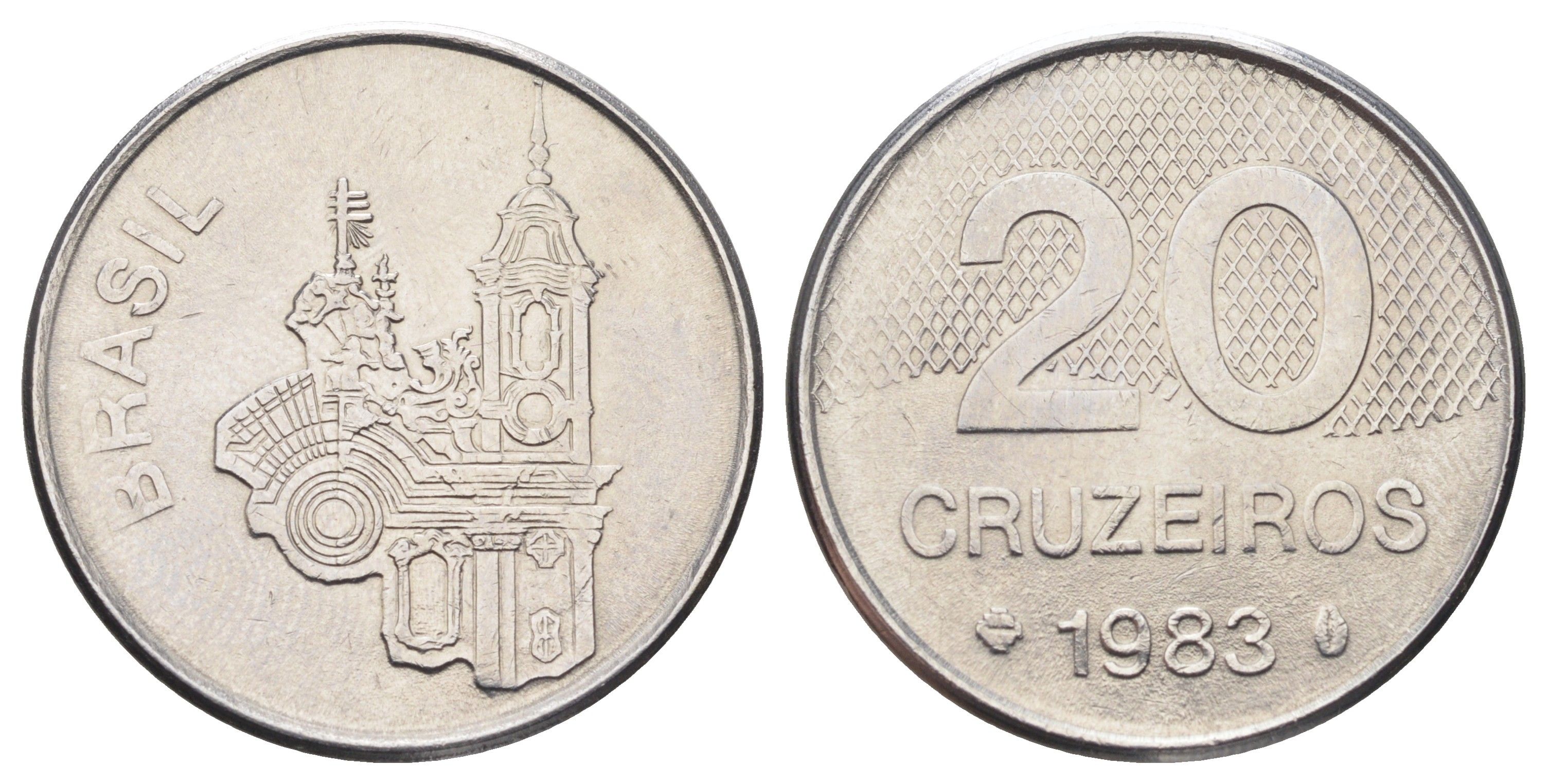 Бразилия 20 крузейро 1983 KM 593.1 нержавеющая сталь UNC 4646-955