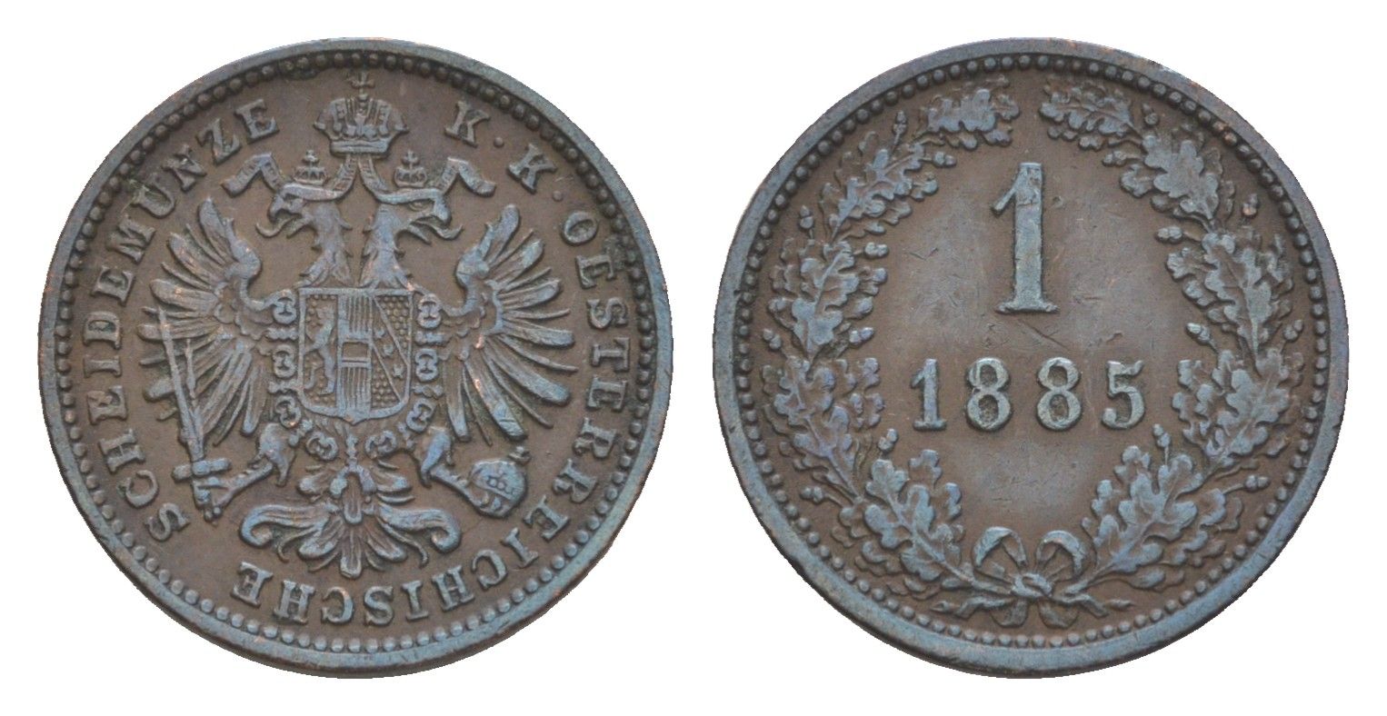 Австрия 1 крейцер 1885 Франц Иосиф (1848-1916) KM 2187 медь 4160-748