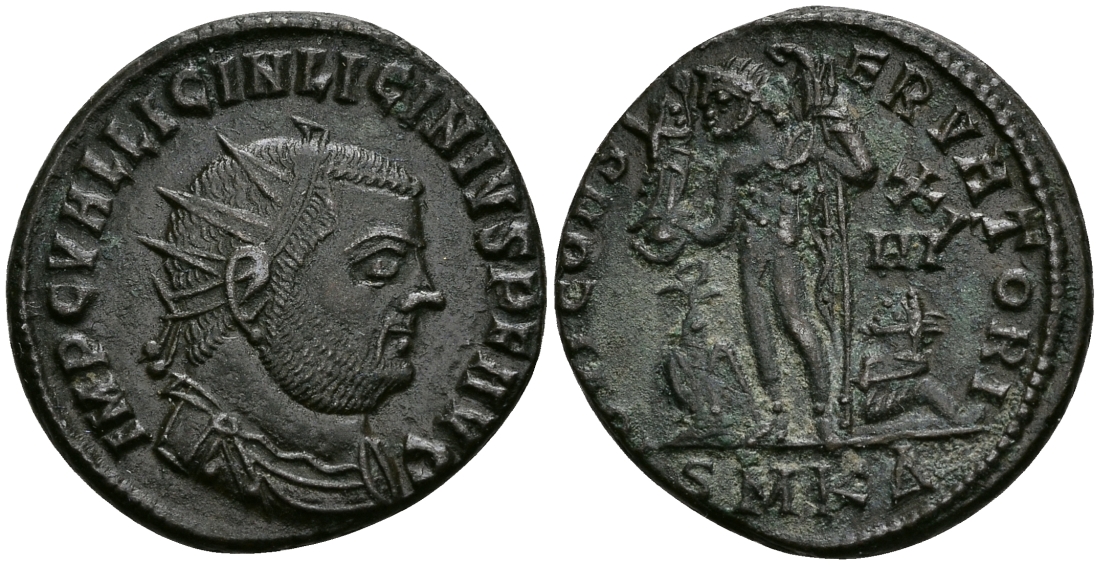 Римская Империя нуммий 321 - 324 Лициний I IOVI CONSERVATORI Кизик Good Very fine (R2) RIC 15 бронза 1073-2-5-5