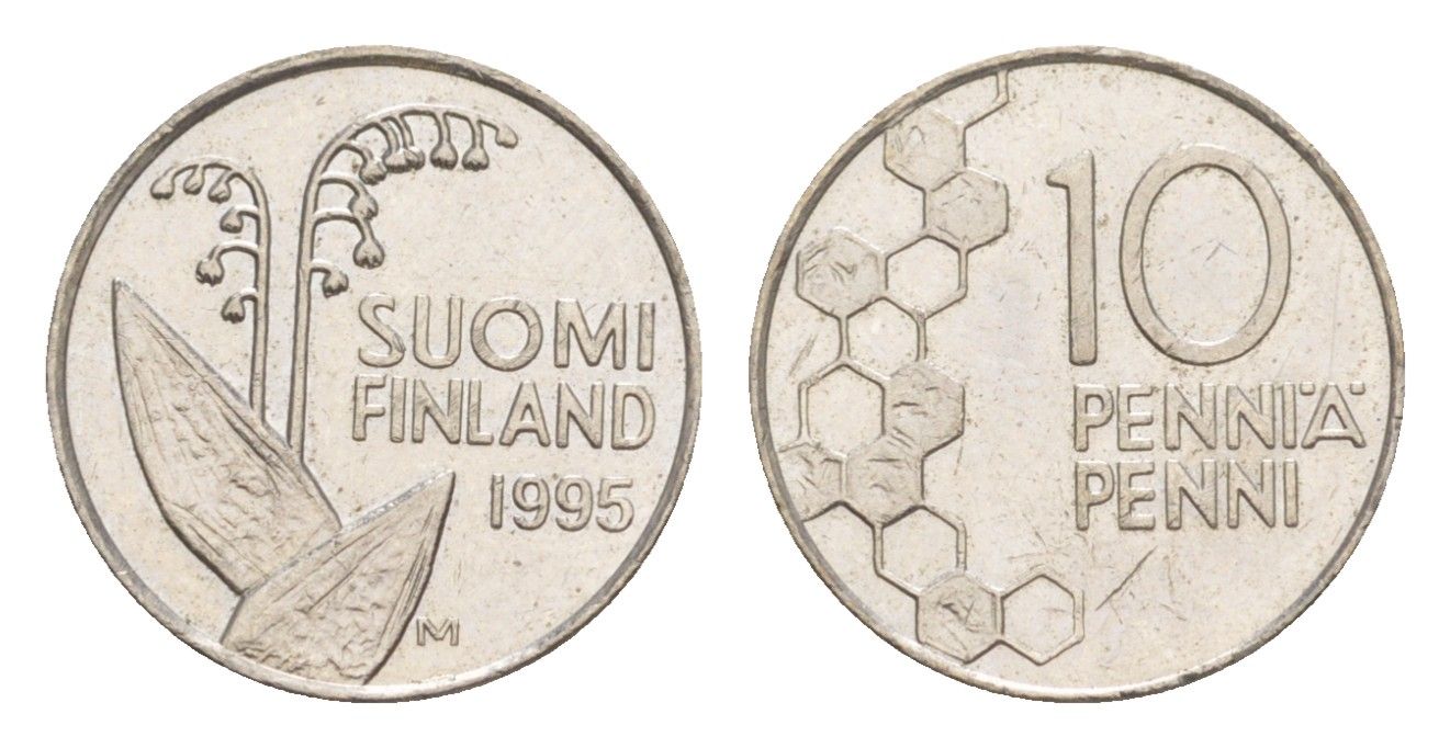 Финляндия 10 пенни 1995 KM 65 медно-никель 4647-356