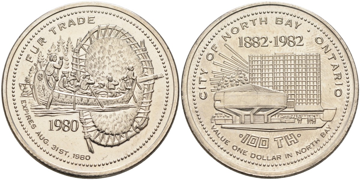 Канада жетон 1980 Souvenir dollar, серия 100 лет Онтарио (1882-1982), торговля пушниной никель 4590-911