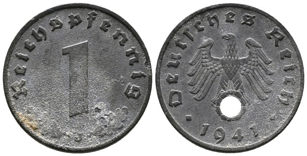 ГЕРМАНИЯ 1 РЕЙХСПФЕННИГ 1941 J KM 97, J. 369 цинк 39-1212