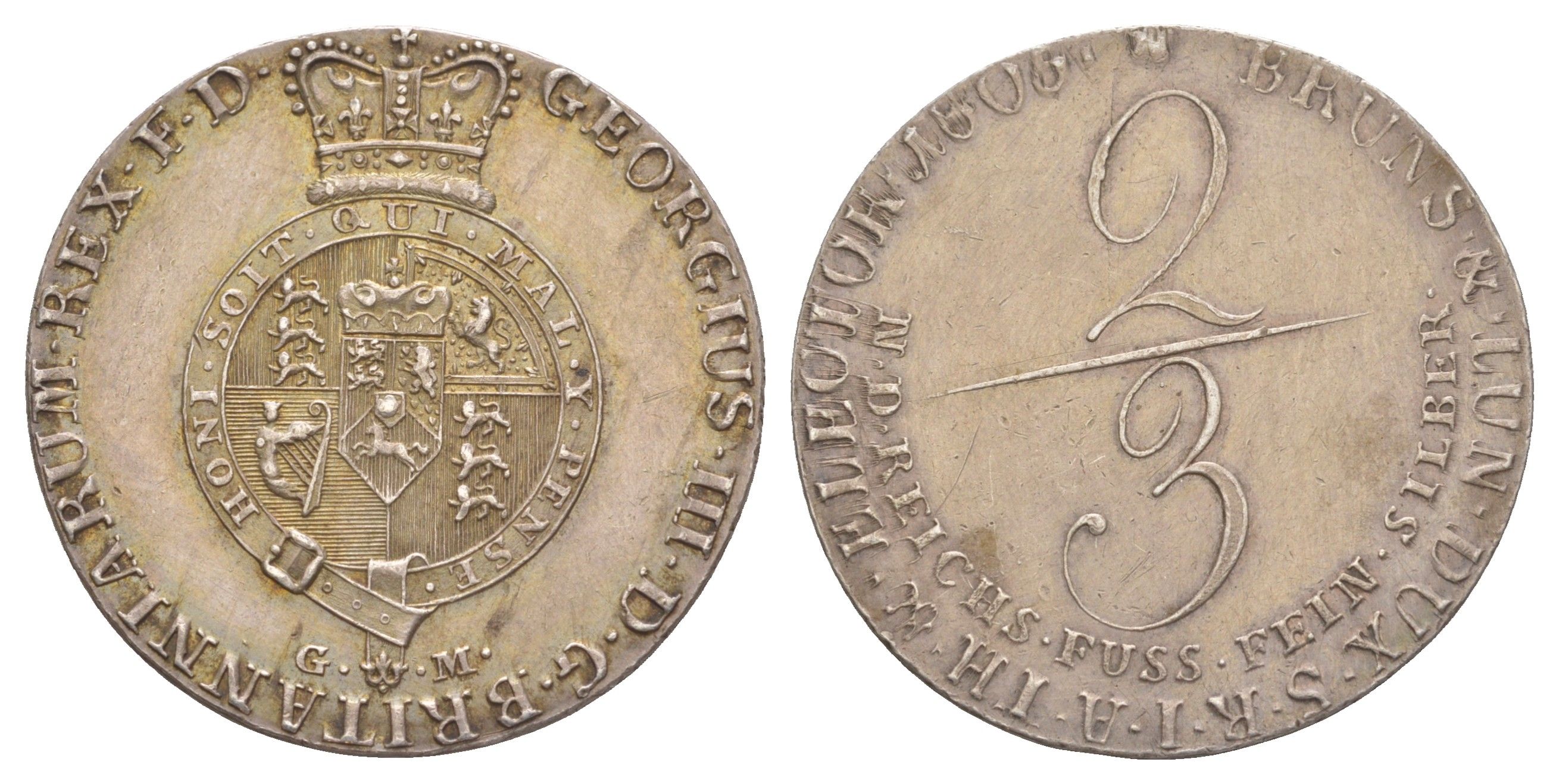 Брауншвейг-Люнебург-Ганновер 2/3 талера 1805 GFM, Георг III (1760-1820), из коллекции Ричарда Б. Смита Smith 230, Welter 2815, KM 422 серебро 00-821-37