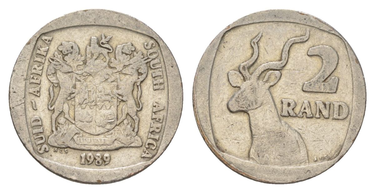 ЮАР 2 ранда 1989 KM 139 медь плакированная никелем 4626-945