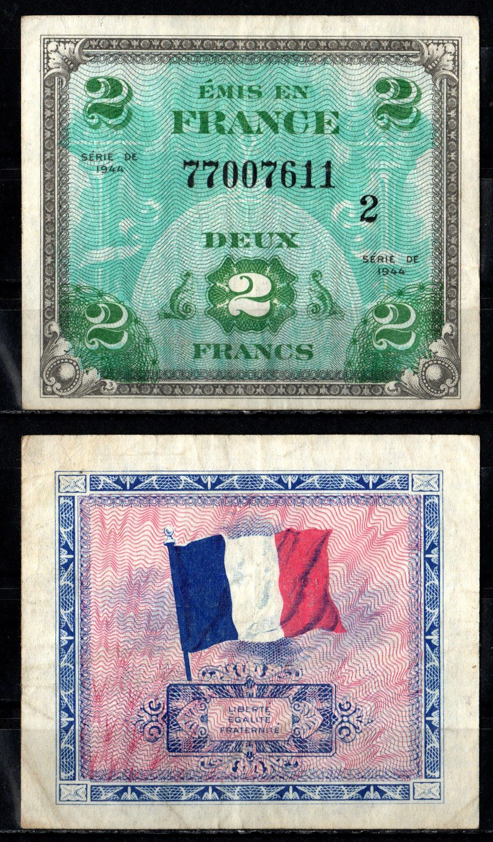 Франция 2 франка 1944 Pick 114 b бумага 8611-22-1-1
