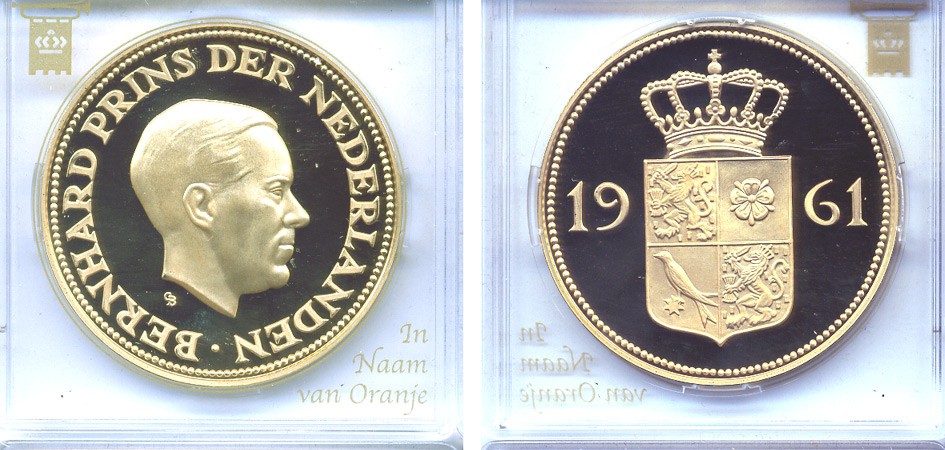 НИДЕРЛАНДЫ МЕДАЛЬ ND БЕРНХАРД ПРИНЦ НИДЕРЛАНДОВ, В 1961 ПРИНЯЛ УЧАСТИЕ В СОЗДАНИИ ФОНДА ДИКОЙ ПРИРОДЫ бронза, позолота PROOF 5-3-1-64