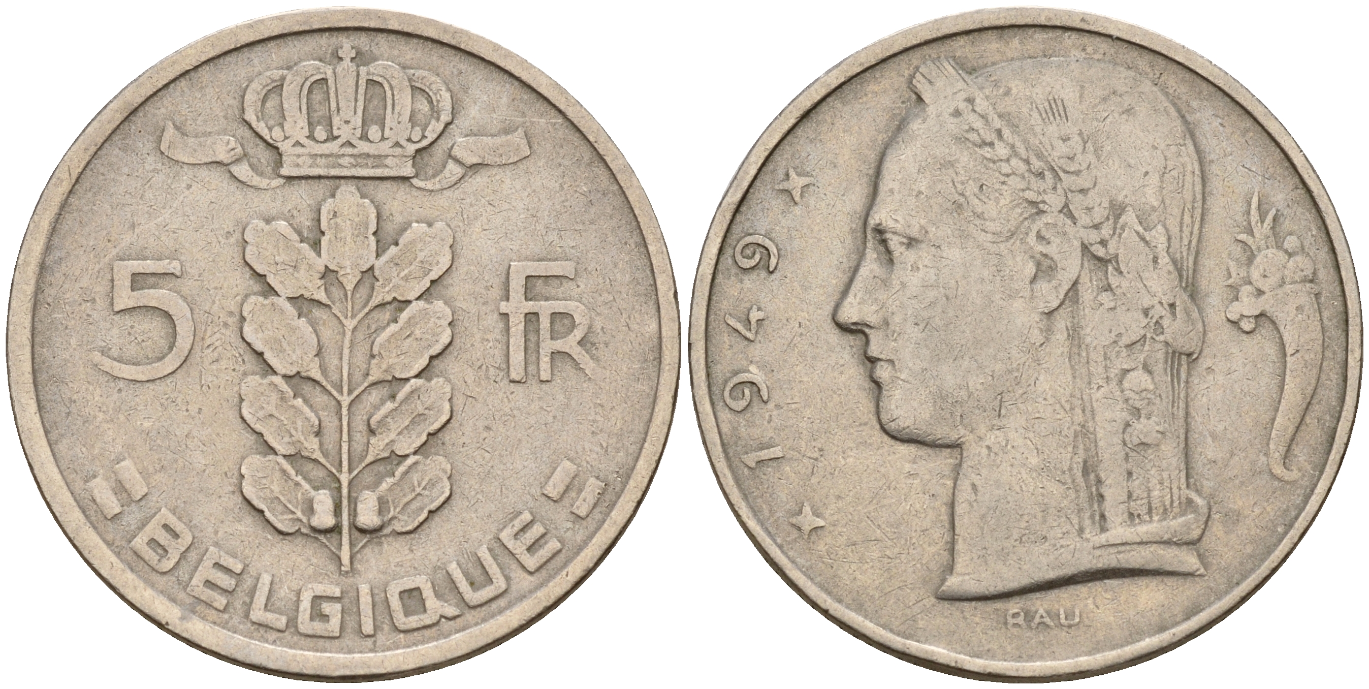 Бельгия 5 франков 1949 Леопольд III (1934-1950), Belgique KM 134.1 медно-никель    4187-221