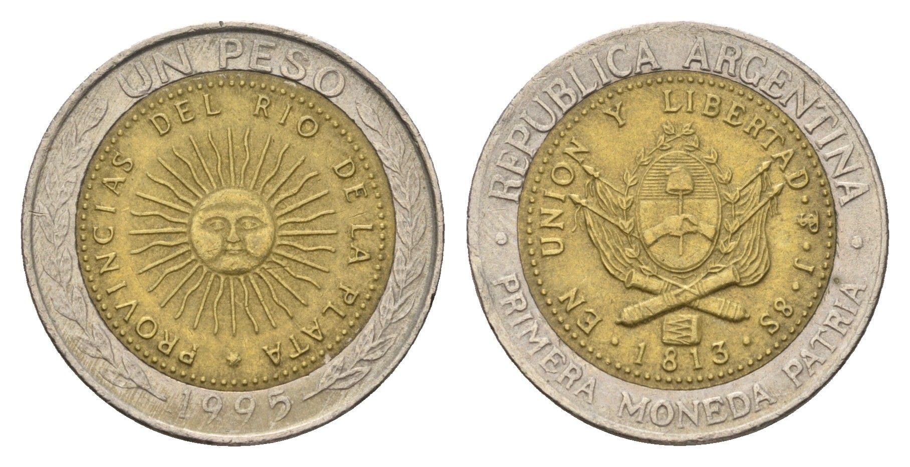 Аргентина 1 песо 1995 KM 112 биметалл 4571-224