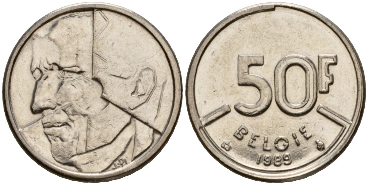 Бельгия 50 франков 1989 Belgie, Бодуэн I (1951-1993) KM 169 никель 4601-117