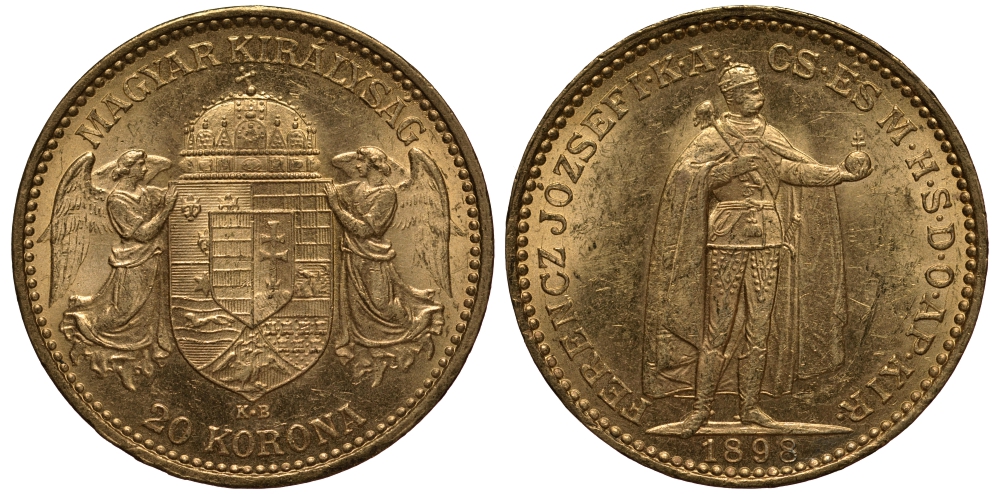 Венгрия 20 корон 1898 Франц Иосиф KM 486 золото UNC 00-809-69