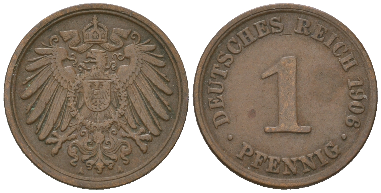Германия 1 пфенниг 1906 A KM 10, J. 10 медь 4623-435