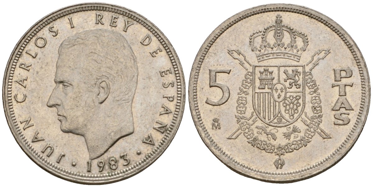 Испания 5 песет 1983 Хуан Карлос I (1975-2014) KM 823 медно-никель 216-924