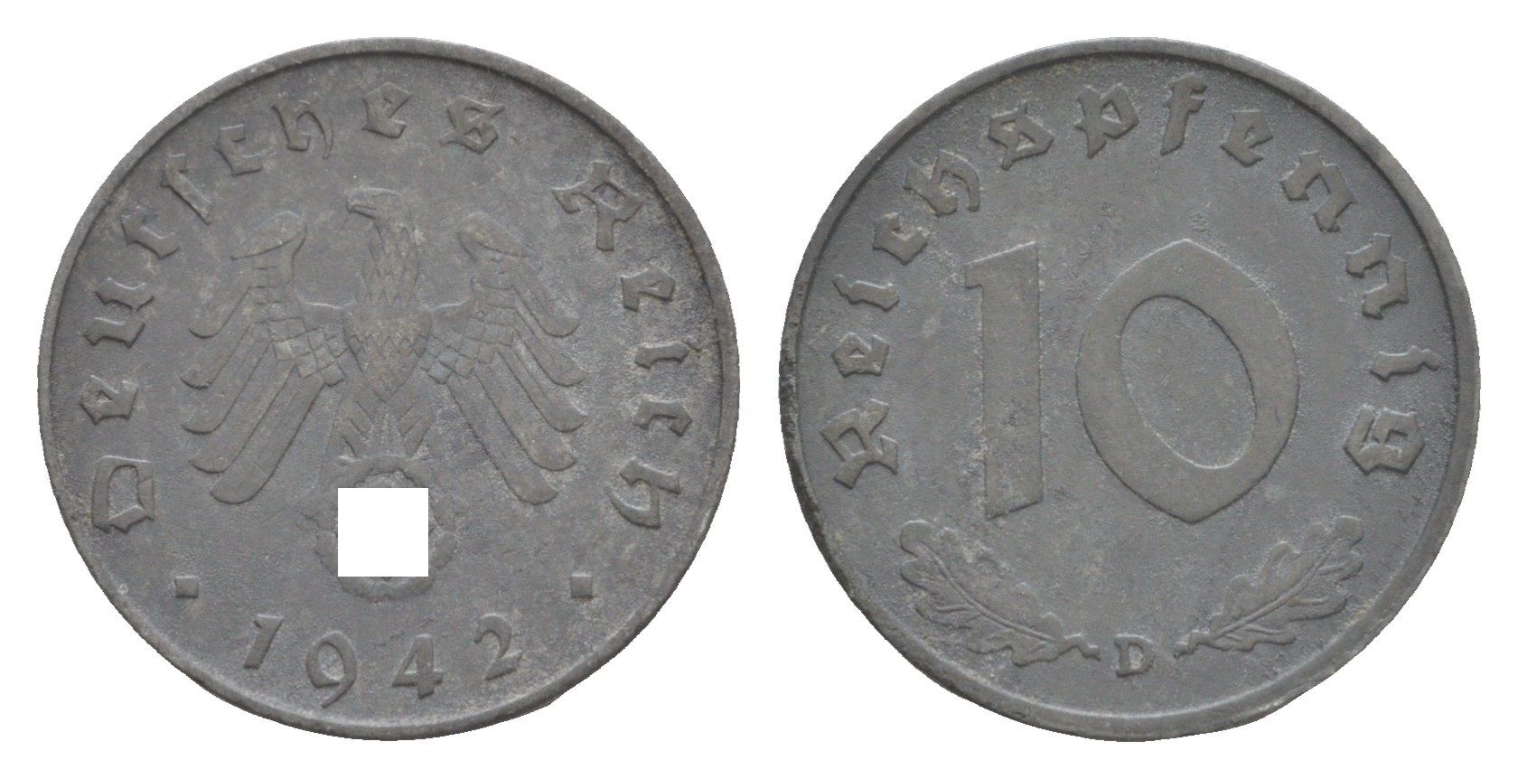 Германия 10 рейхспфеннигов 1942 D KM 101, J. 371 цинк 4647-829