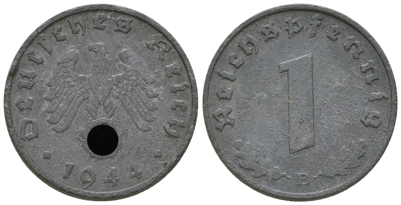 Германия 1 рейхспфенниг 1944 B KM 97, J. 369 цинк 4668-1145