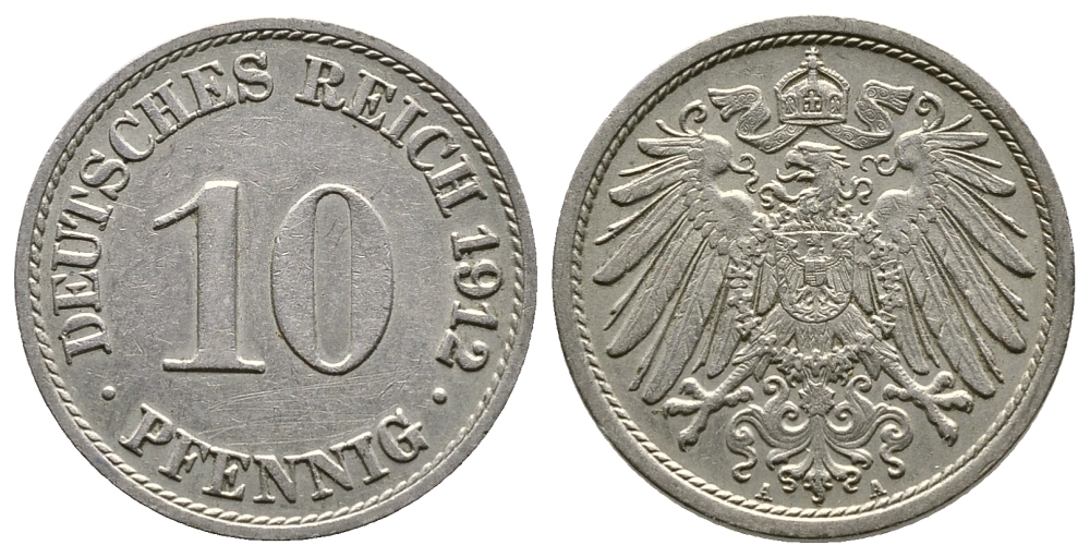 Германия 10 пфеннигов 1912 A KM 12, J. 13 медно-никель 4364-2935