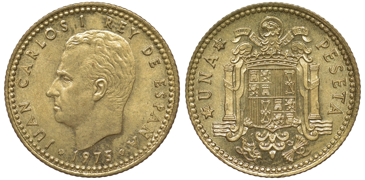Испания 1 песета 1975 (80) Хуан Карлос I (1975-2014) KM 806 алюминиевая бронза 62-1124