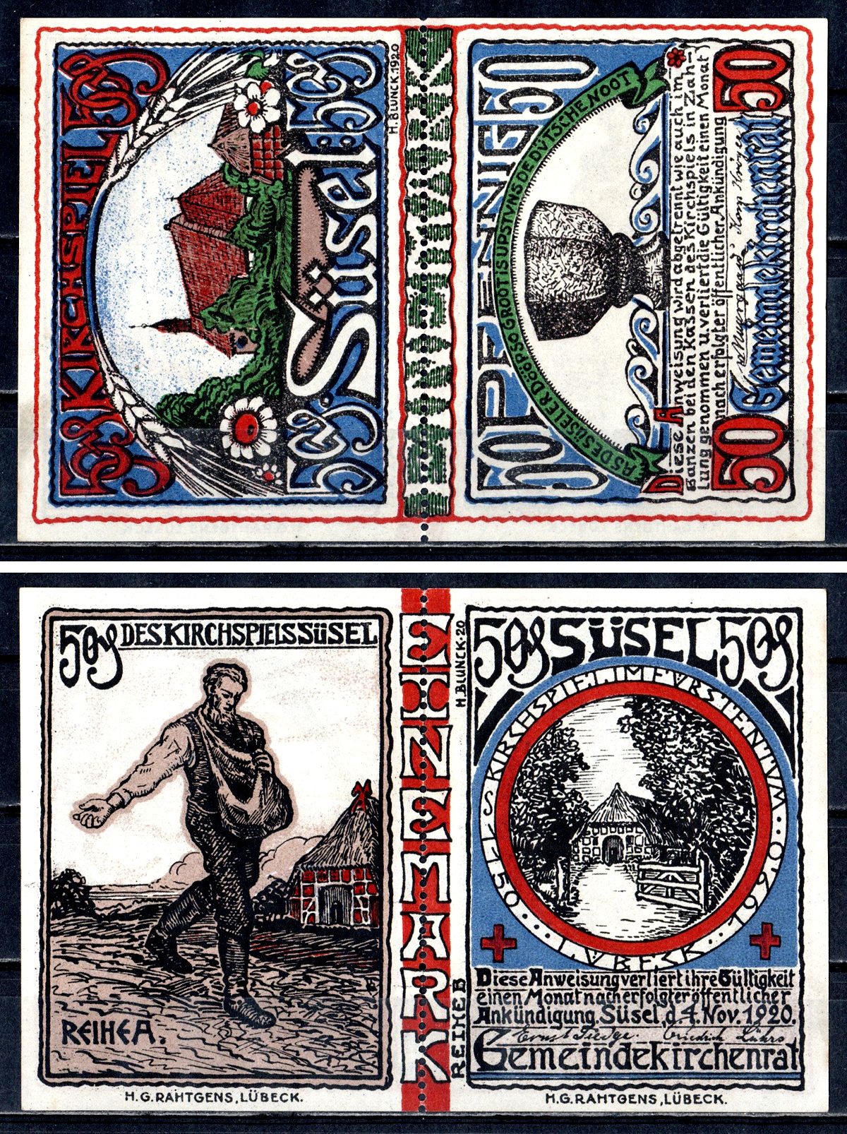 Зюзель (Ольденбург) 1 марка 1920 Mehl Grabowski 1301.1b бумага UNC (пресс) 7556-55-2-2