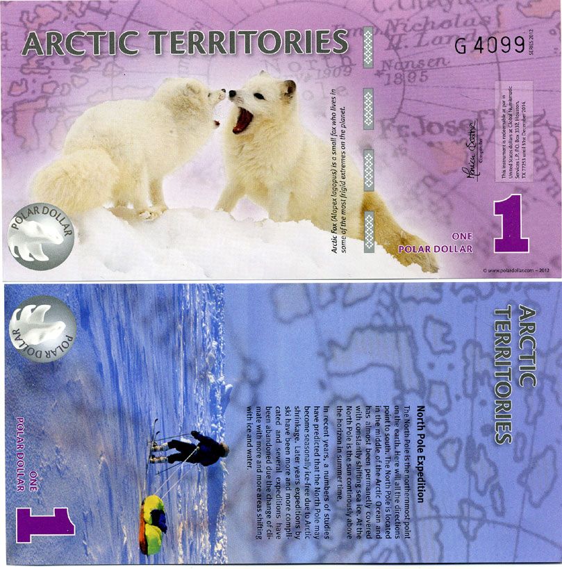 Антарктика (Антарктида) 1 доллар 2012 песцы бумага UNC (пресс) 449-9-1