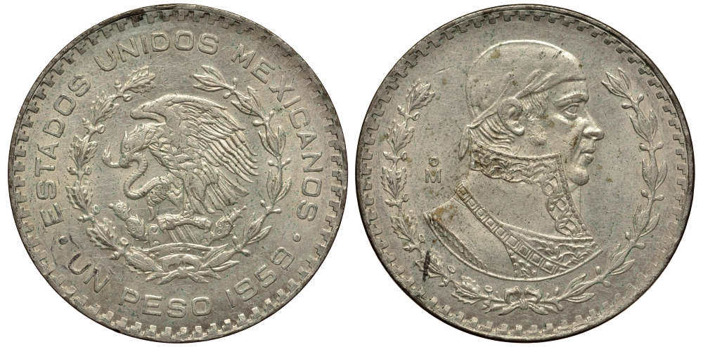 Мексика 1 песо 1959 Хосе Мария Морелос KM 459 серебро 107-1032