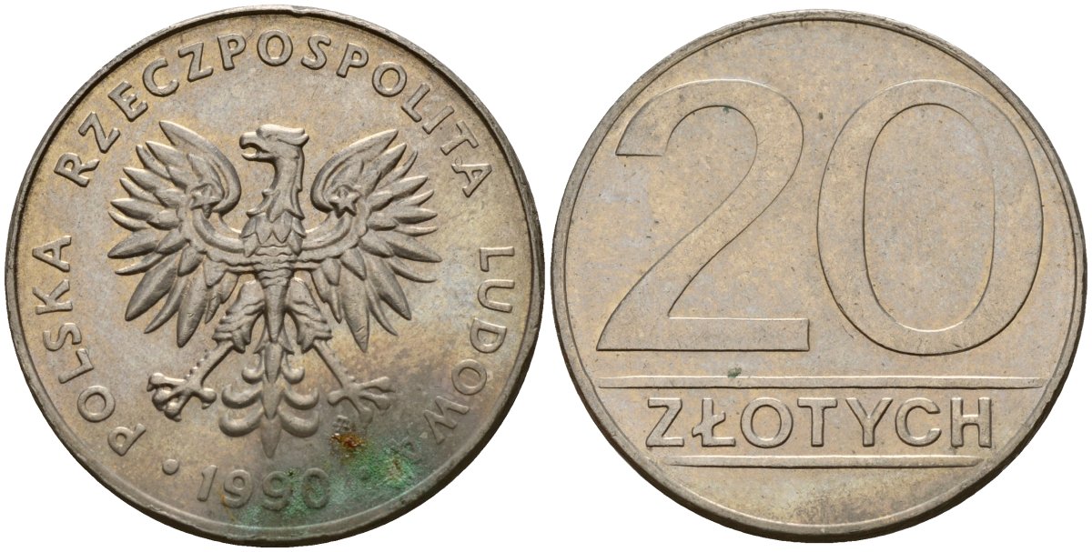 Польша 20 злотых 1990 MW KM 153.2, Parchimowicz 255b медно-никель 4156-925