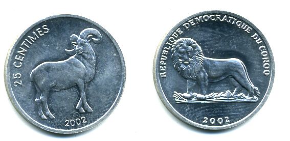КОНГО 25 САНТИМ 2002 БАРАН 35-158
