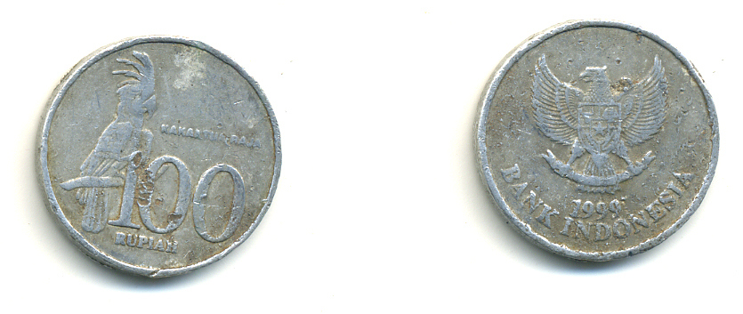 Индонезия 100 рупий 1999 черный пальмовый какаду KM 61 алюминий 176-934