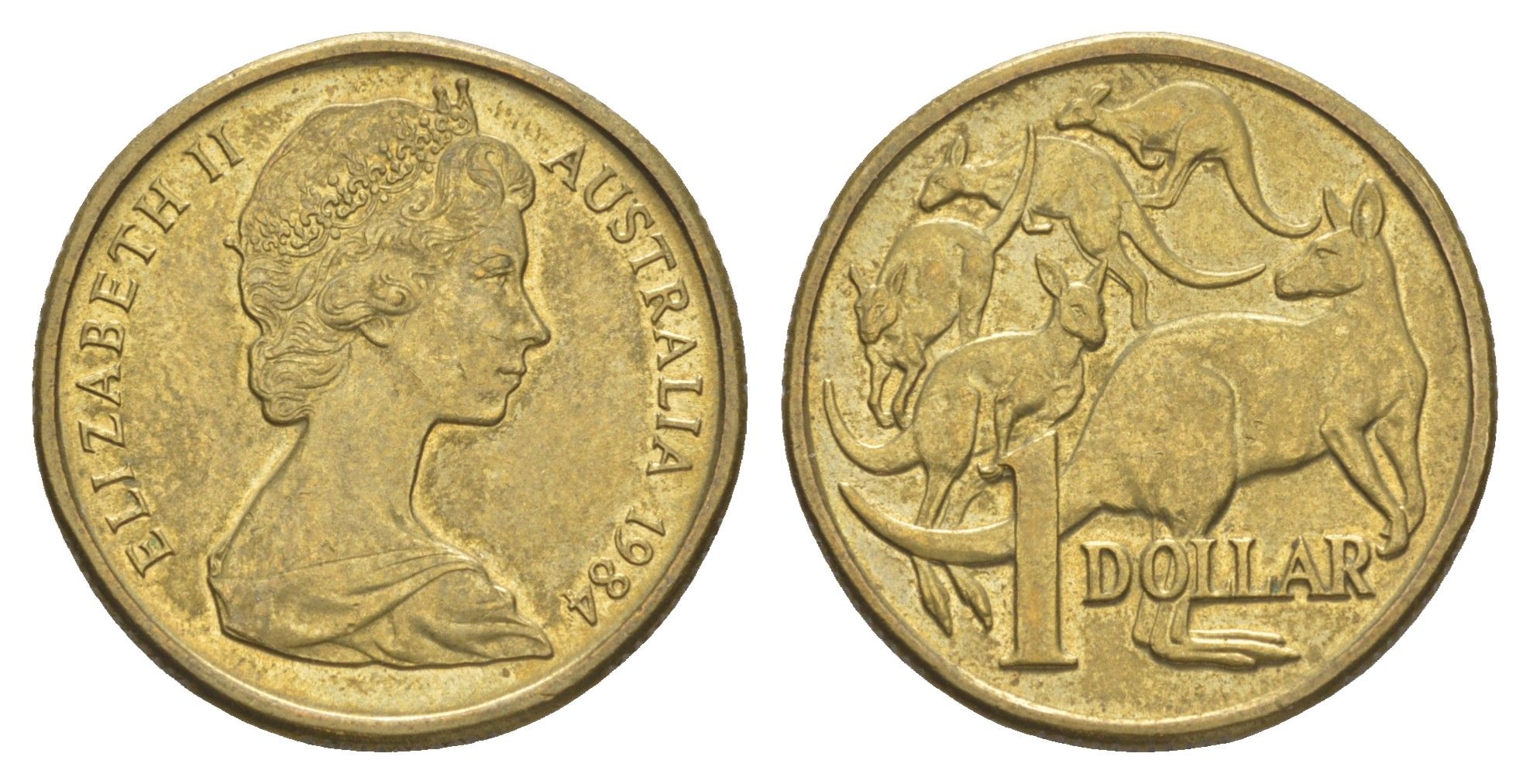 Австралия 1 доллар 1984 Елизавета II (1952-2022), кенгуру KM 77 алюминиевая бронза UNC 4652-156