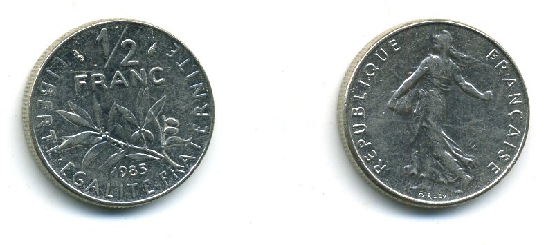 Франция 1/2 франка 1985 сеятель KM 931.1 никель 57-1162