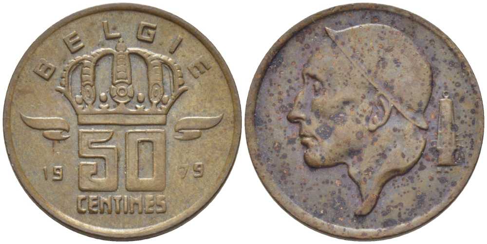 БЕЛЬГИЯ 50 САНТИМОВ 1978 BELGIE, БОДУЭН I (1951-1993) KM 149.1 бронза 116-1032
