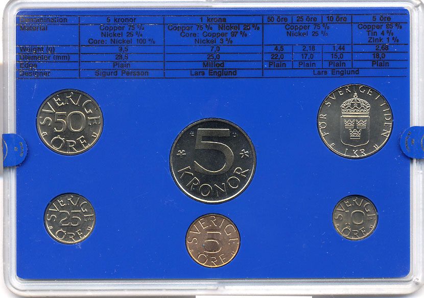 Швеция набор монетного двора из 6 монет 1979 в пластике Карл XVI Густав (1973- ) KM MS11 UNC 4-3-6-112