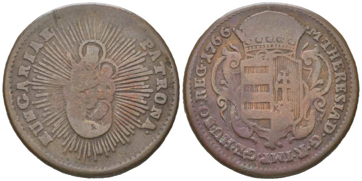 Венгрия 1 денар 1766 Мария-Терезия (1740-1788) KM 375 медь 4582-1121