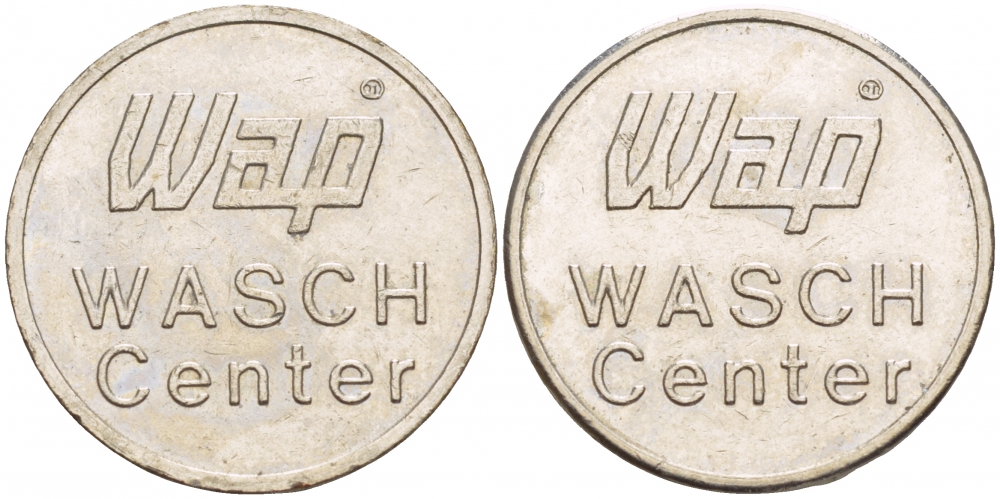 ГЕРМАНИЯ ЖЕТОН НА МОЙКУ АВТОМОБИЛЯ WAP, WASCH, CENTER белый металл 4544-845