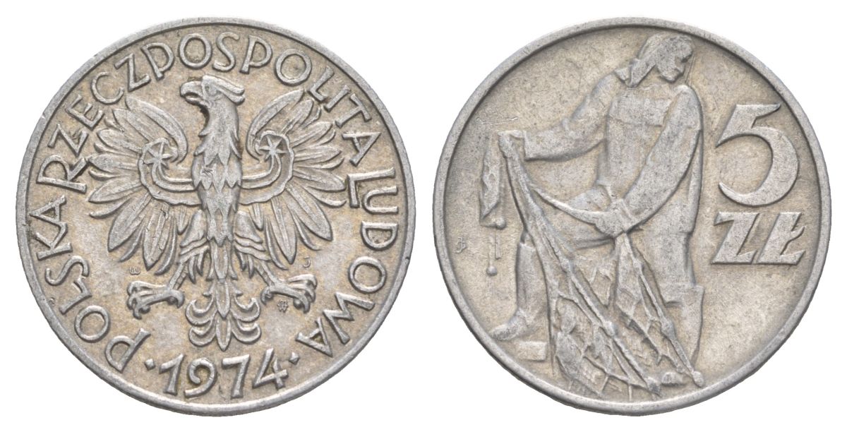 Польша 5 злотых 1974 Y 47 алюминий 4168-626