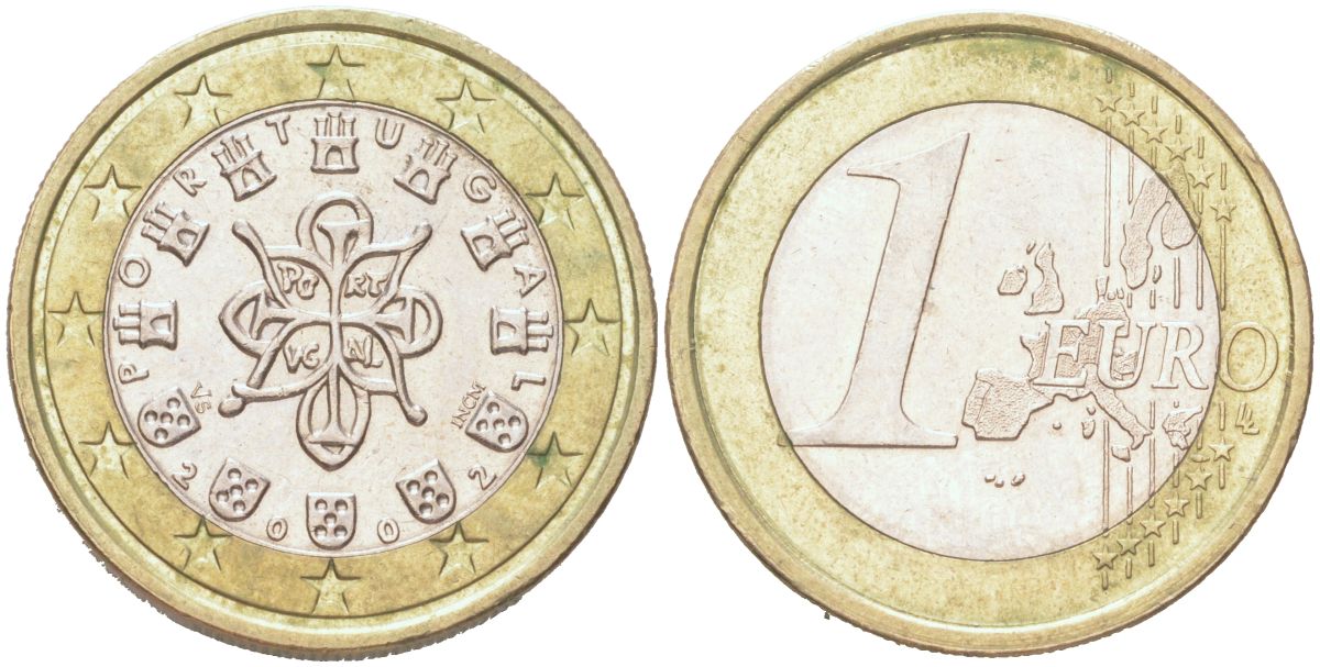 Португалия 1 евро 2002 KM 746 биметалл UNC 4126-714