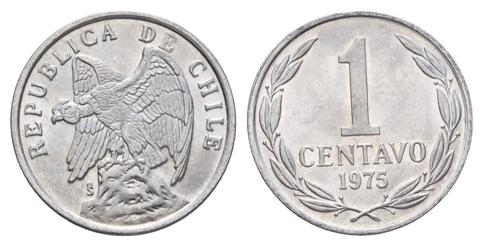 Чили 1 сентаво 1975 год-тип KM 203 алюминий UNC 4688-245