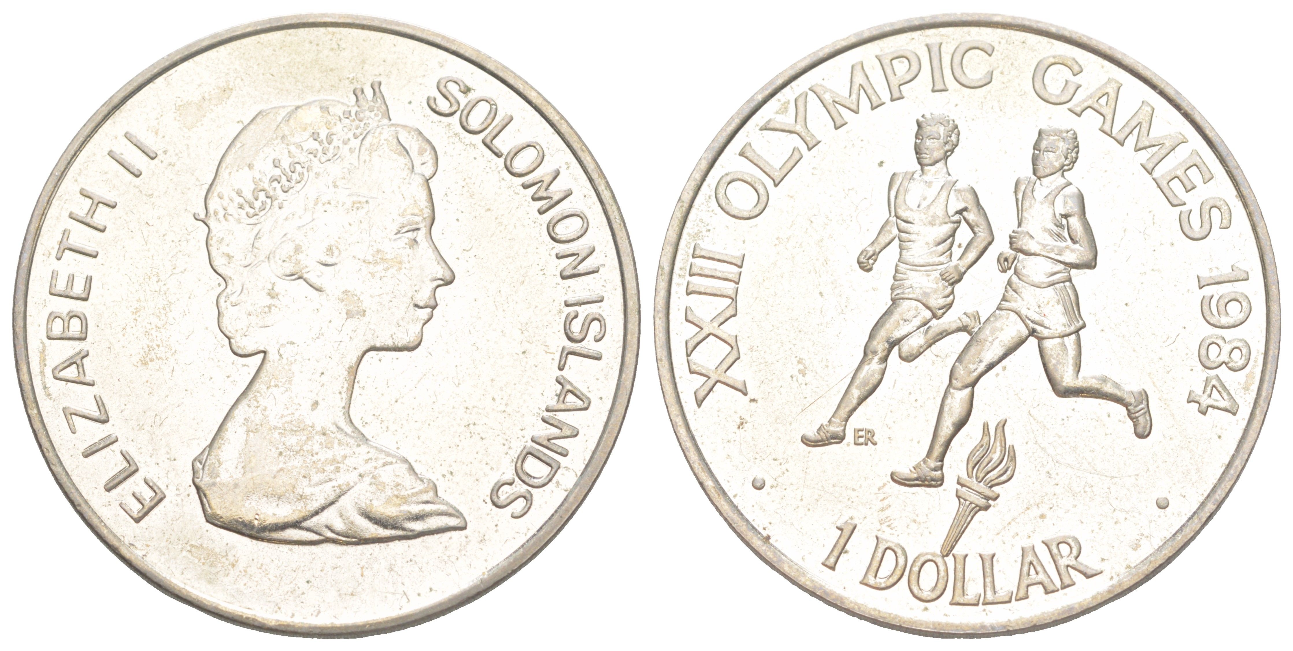 Соломоновы Острова 1 доллар 1984 XXIII летние Олимпийские Игры, Лос-Анджелес 1984, тираж 5.000 экземпляров KM 19 медно-никель BU 3896-315