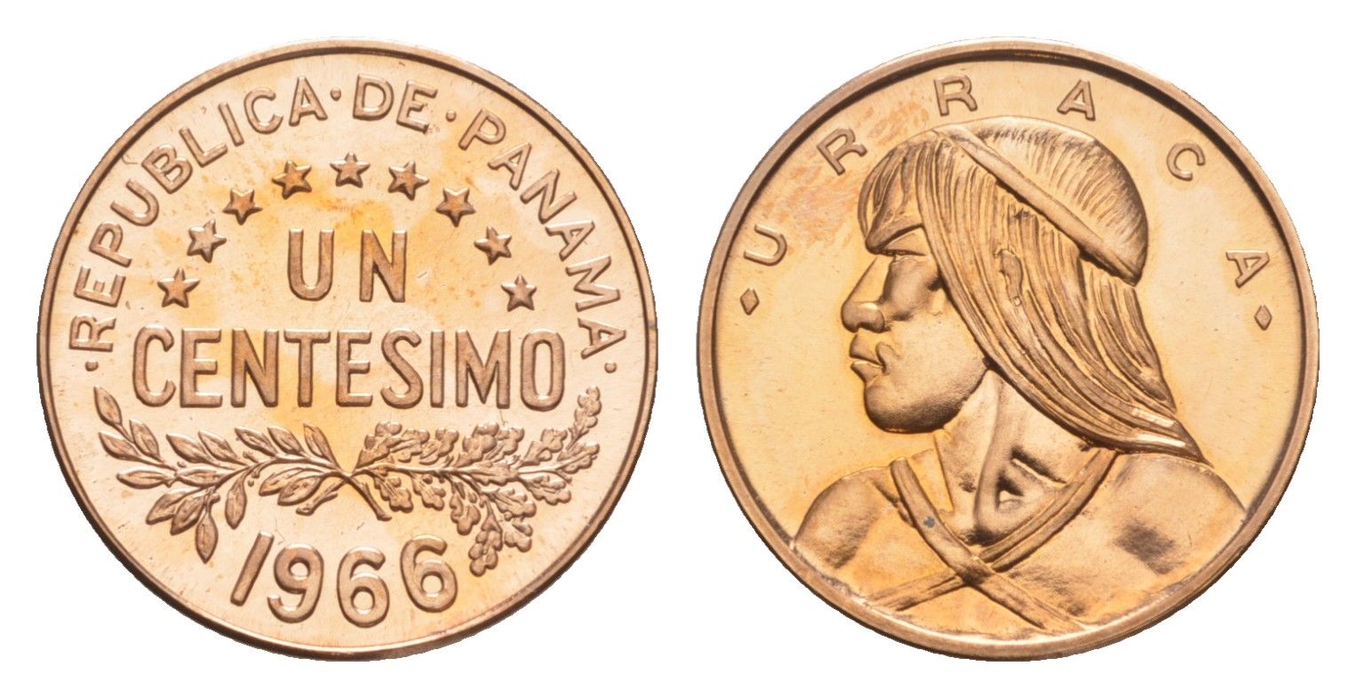 Панама 1 сентесимо 1966 Уррака, тираж 13.000 экземпляров KM 22 бронза PROOF 1526-1214