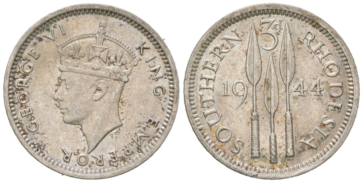 Южная Родезия 3 пенса 1944 Георг VI (1936-1952) KM 16a серебро UNC 4617-119