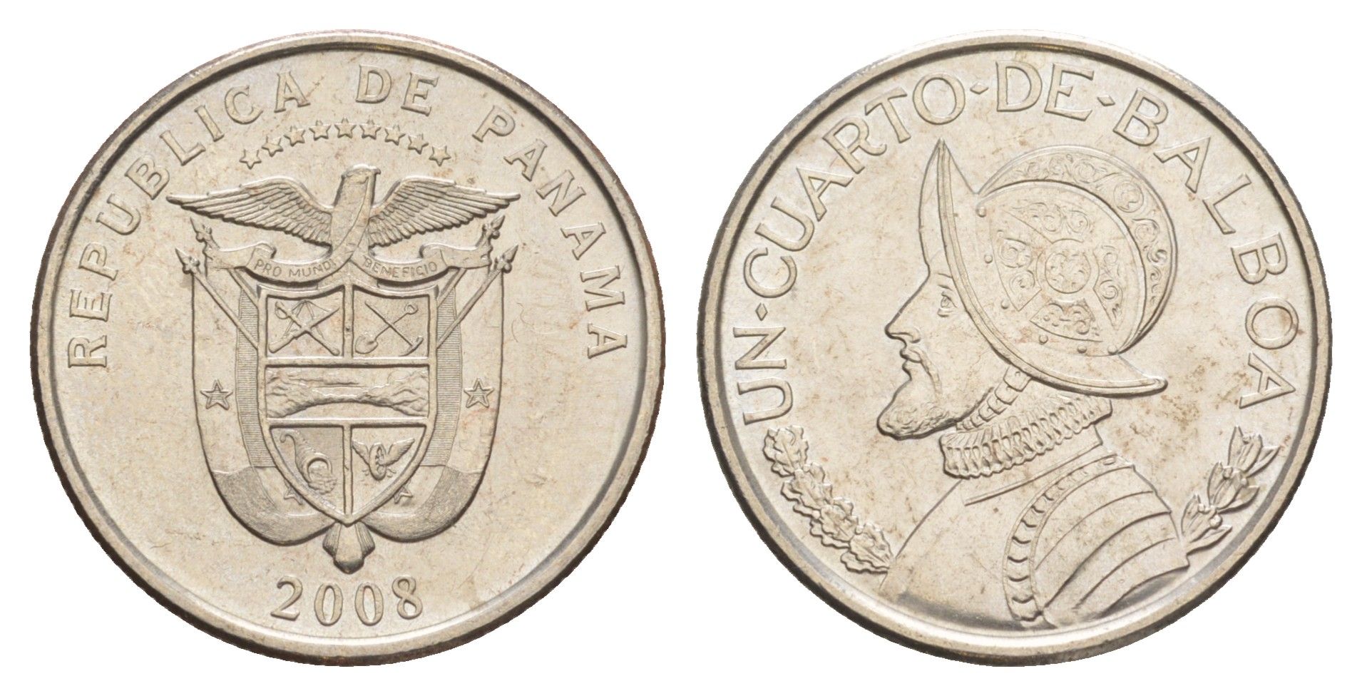 Панама 1/4 бальбоа (25 сентесимо) 2008 KM 128.1 медь плакированная медно-никелем UNC 4642-714