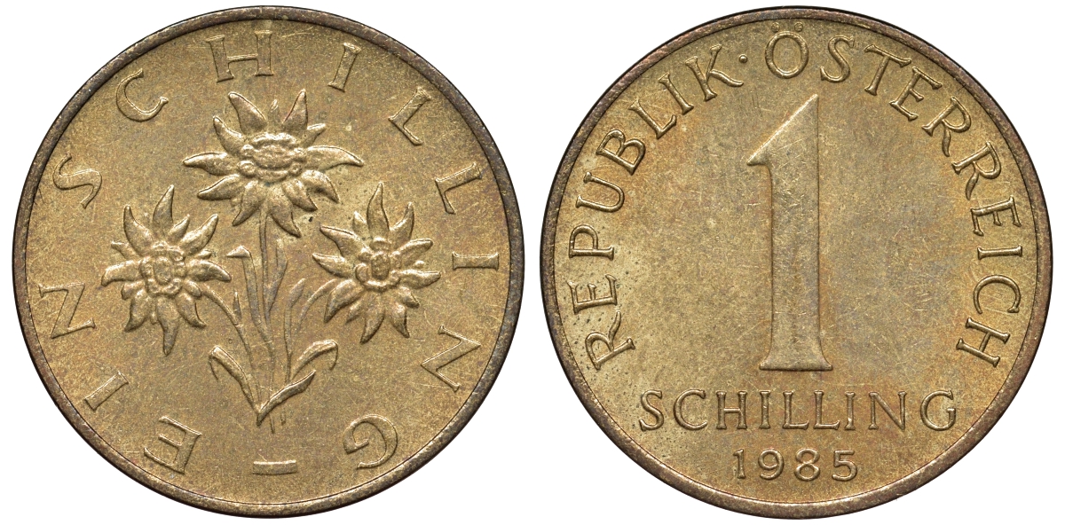 Австрия 1 шиллинг 1985 KM 2886 алюминиевая бронза 51-1011