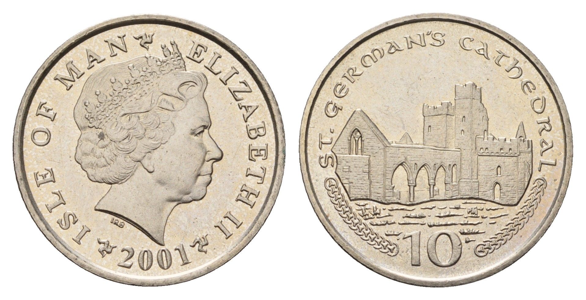 Остров Мэн 10 пенсов 2001 KM 1039 медно-никель UNC 3459-1222