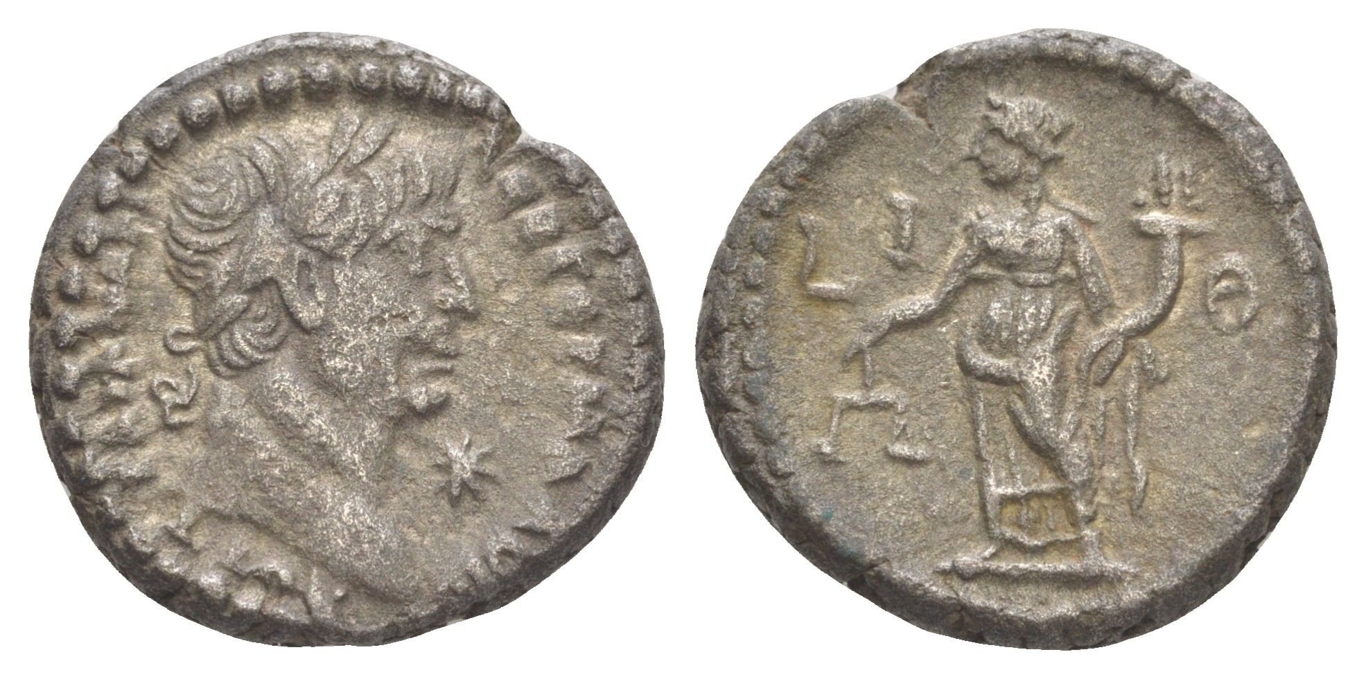 Римская Империя, Провинция Египет тетрадрахма 115-116 Траян, бюст императора/Дикайосина, олицетворение Правосудия, Александрия, (из старой нидерландской коллекции) Dattari 656 биллон 1100-9-12